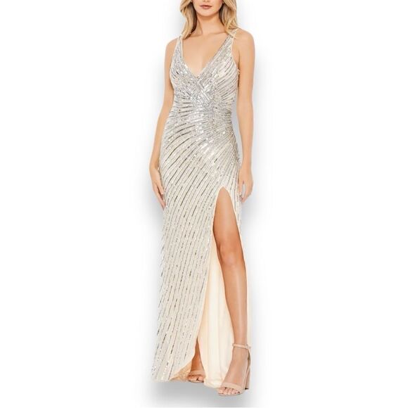 MAC DUGGAL Women’s Embellished Beaded Sequined A-Line Gown in the Size 6 - Picture 3 of 10